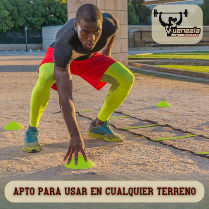 Escalera y conos Pro Agility – Juego de entrenamiento de velocidad y agilidad con escalera de peldaños fijos