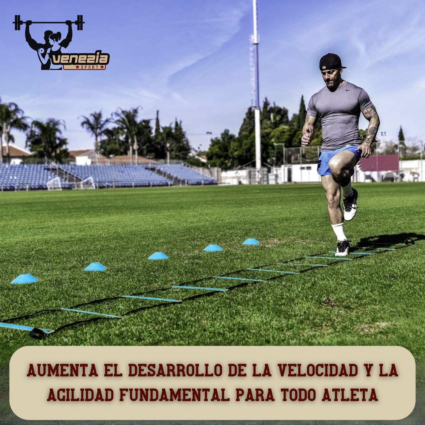 Escalera y conos Pro Agility – Juego de entrenamiento de velocidad y agilidad con escalera de peldaños fijos