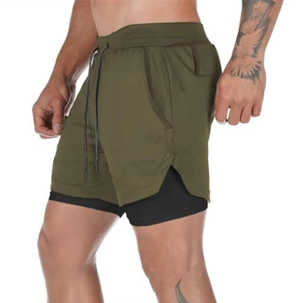 Pantalones cortos 2 en 1 para hombre, cortos para correr, gimnasio, entrenamiento físico, de playa con secado rápido, ropa de deporte y entrenamiento de cómodo y versátil .