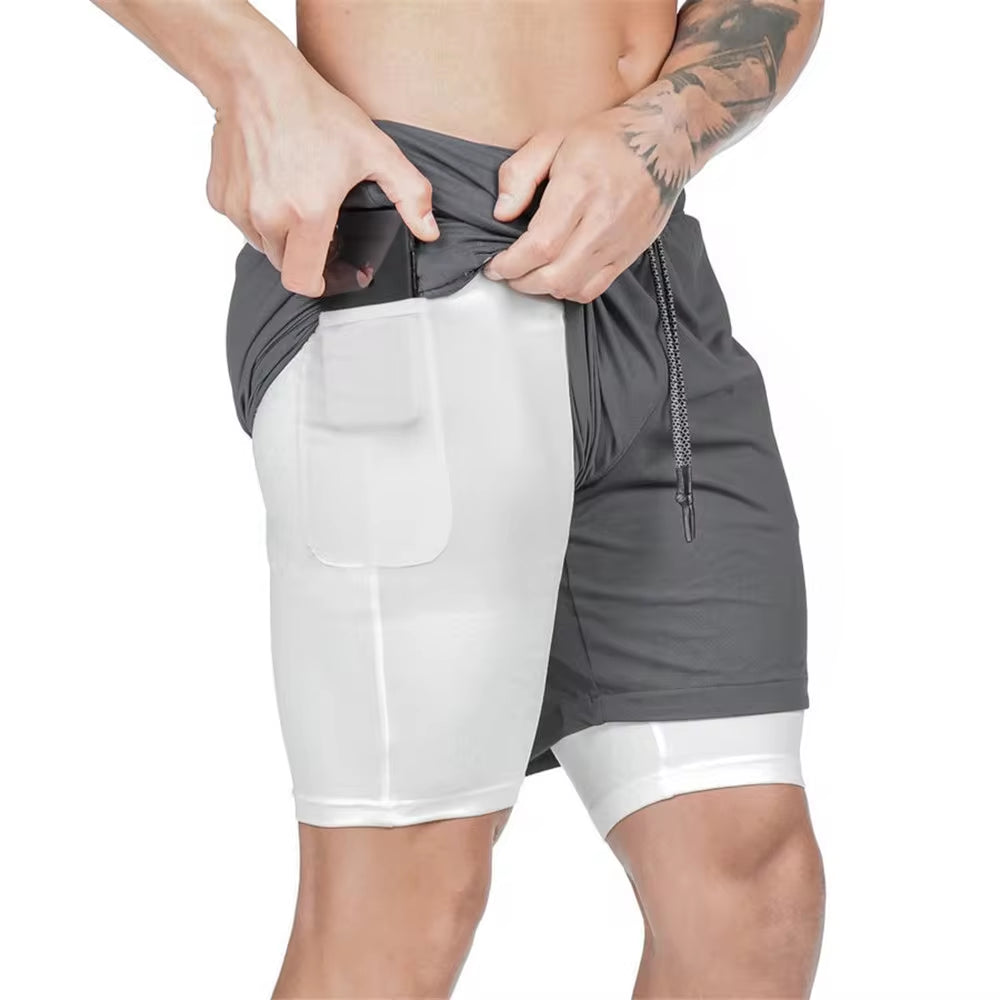 Pantalones cortos 2 en 1 para hombre, cortos para correr, gimnasio, entrenamiento físico, de playa con secado rápido, ropa de deporte y entrenamiento de cómodo y versátil .