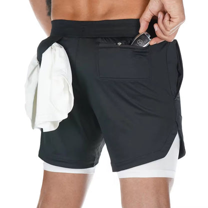 Pantalones cortos 2 en 1 para hombre, cortos para correr, gimnasio, entrenamiento físico, de playa con secado rápido, ropa de deporte y entrenamiento de cómodo y versátil .