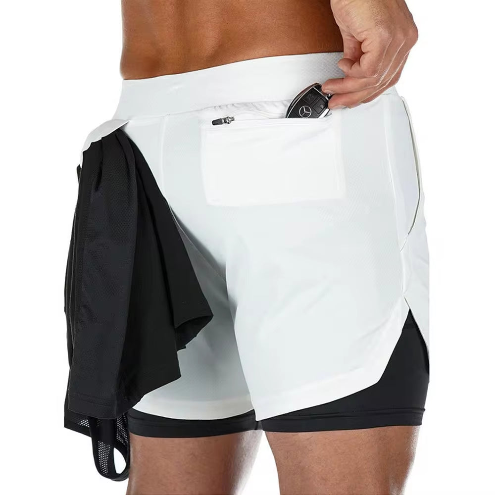 Pantalones cortos 2 en 1 para hombre, cortos para correr, gimnasio, entrenamiento físico, de playa con secado rápido, ropa de deporte y entrenamiento de cómodo y versátil .